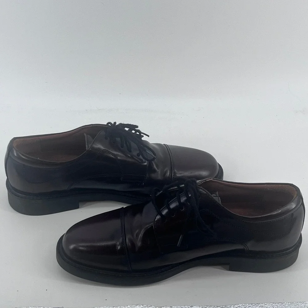 Johnston & Murphy Mens Burgundy Leather Cap Toe Derby Shoes 020-1253 8.5W